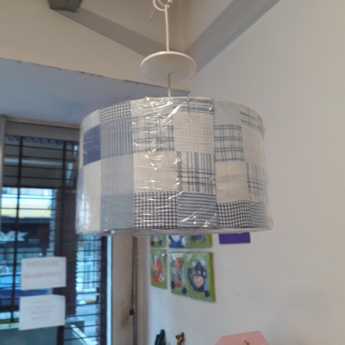 Imagen 2 de 3 de Lampara De Techo Cilindro Tela Difusor 1 Luz