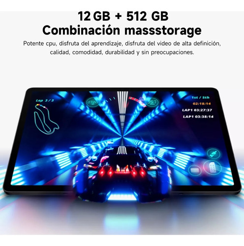 Tablet Android 13 S9 512GB + 12GB RAM con Teclado Color Nude