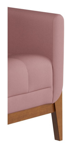 Poltrona Com Base De Madeira Brooks Linho Rosê