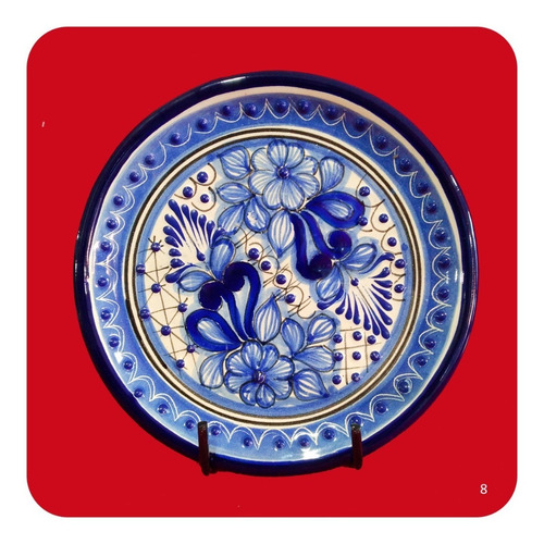 Imagen 9 de 10 de Plato Azul 20 Cm Talavera Poblana Diseño Especial Lujo Plt