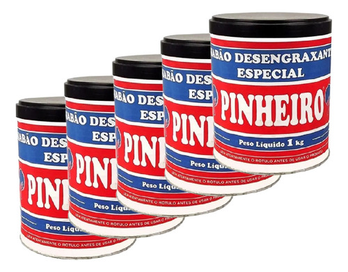 Pasta Limpeza De Mãos Desegraxante 1kg Pinheiro Kit 5 Potes