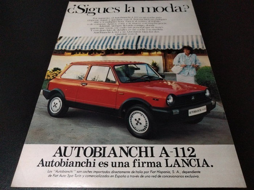 (pa403) Publicidad Clipping Autobianchi A-112 Lancia * 1985