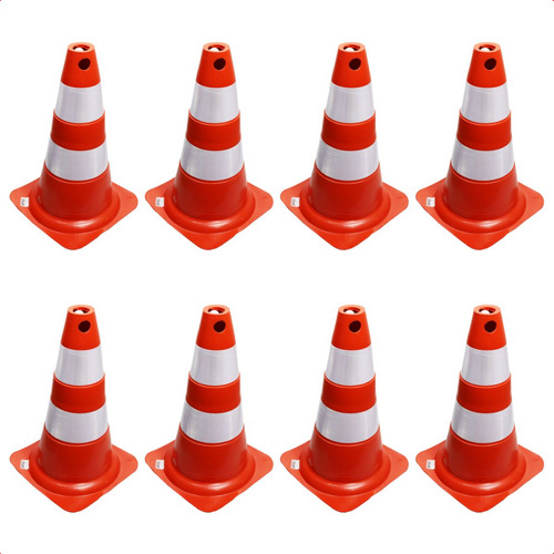 Kit 8 Cone Sinalização Flexível 50cm Estacionamento Trânsito