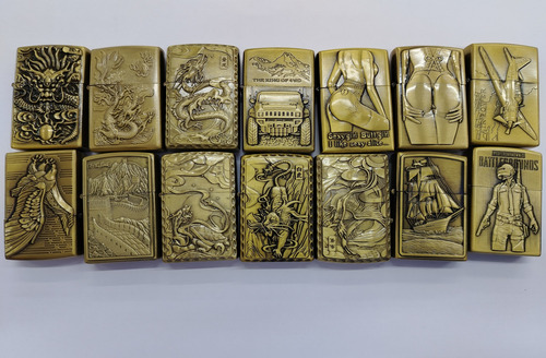 Encendedor Dorado Zippo Con Estampado Diseños Variados
