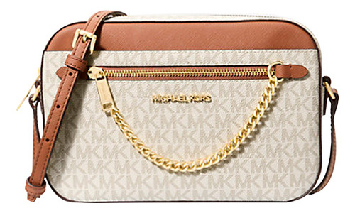 Bolsa Michael Kors Original Crossbody Jet Set Logo Vainilla