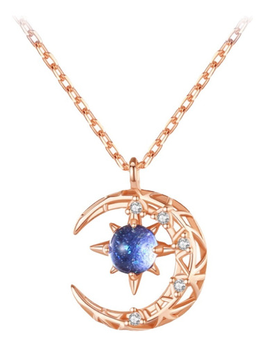 Collar De Plata S925 Dream Fall Star Moon Para Mujer, Modern