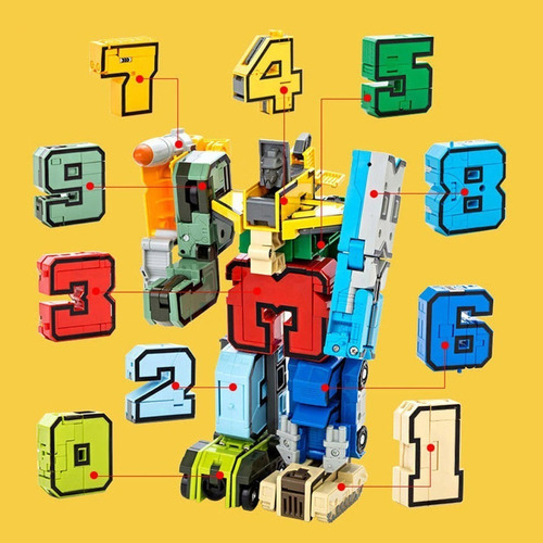 Paquete De 10 Números De Equipo Transformer Robot Toy Kids