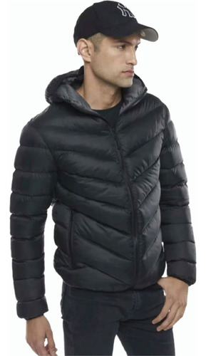 Campera Con Capucha Puffer Canelon Diagonal Importada P2