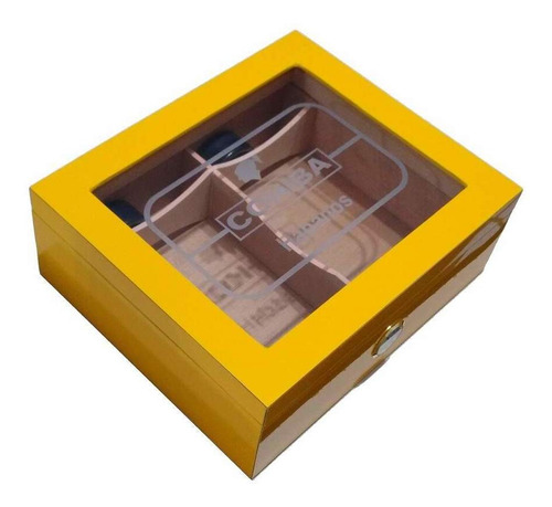 Imagem 3 de 5 de Caixa Umidora Cohiba Umidor Até 50 Charutos Tampa Vidro