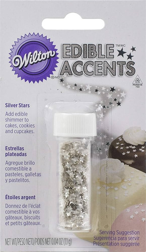 Purpurina Comestible Tipo Estrella Color Plata Wilton 