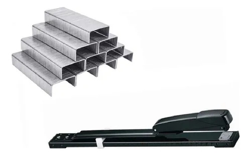 Abrochadora Con 1.000 Broches Stendy De Brazo Largo Para Cuaderno Revistera Para Broches 24/6 26/6 Color Negro