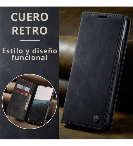 Funda Para Galaxy A50 Con Mica Varios Modelos Antigolpes Marrón Cartera Caseme