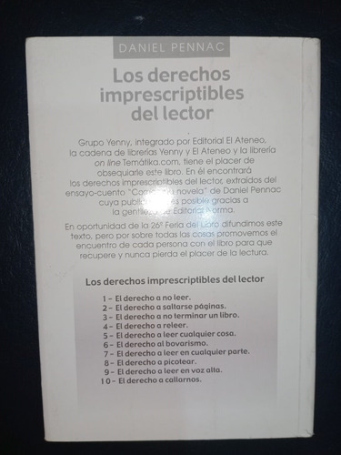 Libro Los Derechos Imprescriptibles Del Lector Daniel Pennac
