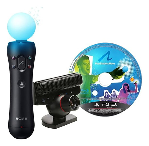 Sony Kit Move Ps3/ps4 Moves 2 + Camara + Juego A Eleccion Negro