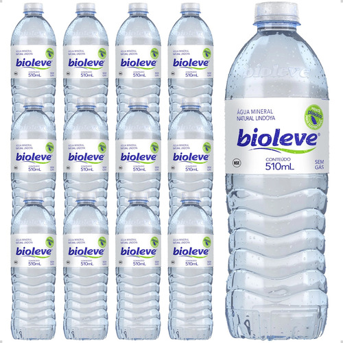 Água Mineral Lindoya Bioleve Sem Gás Garrafa 510ml Kit C/ 12