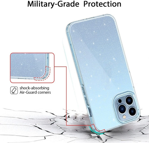 Capa Compatível iPhone 15 Pro Max Tela 6.7 Clear Glitter