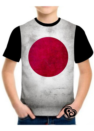 Camiseta Bandeira Japão Masculina Infantil Blusa
