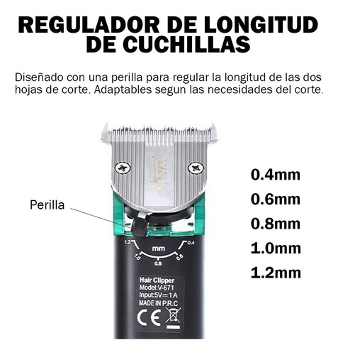 Cortadora Pelo Barba Clipper Vgr V-671 Recargable Usb Panel