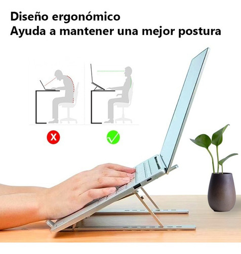 Imagen 5 de 10 de Soporte Para Notebook Tablet De Aluminio Regulable Universal
