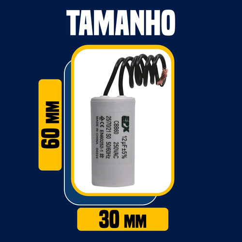Kit 10 Capacitores Permanentes 12uf 250v 2 Fios Cbb60 Motor.