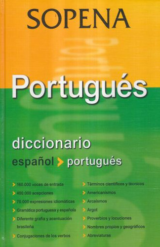 Libro Diccionario Español Portugues / Sopena / Dos Tomos Lku