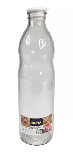 BOTELLA DE VIDRIO CON TAPA DE MADERA, 1 LITRO