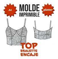 Comprar Molde Patrón Imprimible Top Bralette Encaje Pdf A4 Plotter