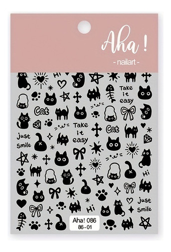 5 Pegatinas Autoadhesivas For Uñas Con Diseño De Gato De