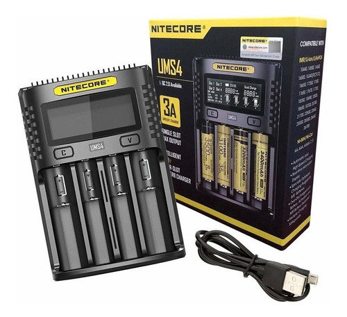 Cargador Ums4 Usb Nitecore 4 Slots Display De Estado