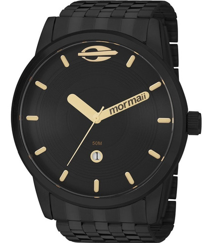 Relógio Masculino Mormaii Maui Preto Dourado Aço Metal Mo2115aa/4p Original C/ Estojo