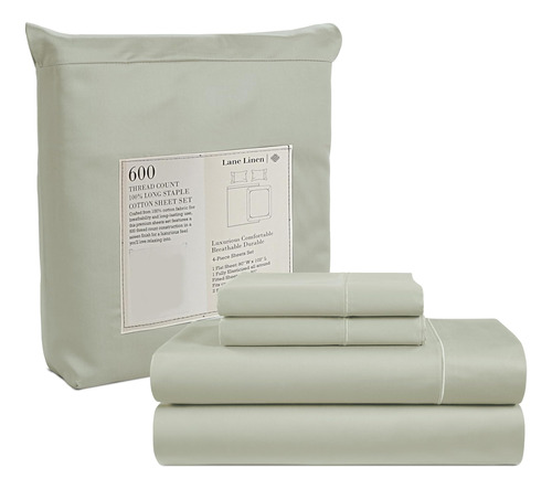 Lane Linen Sábanas De Algodón De Lujo Para Cama King Size, 1