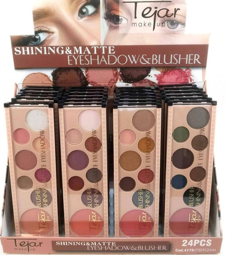 Caja De 24 Unidades Maquillaje Paleta 7 Sombras Ojos + Rubor