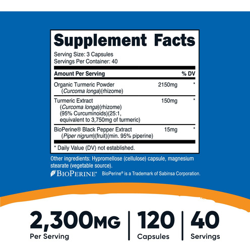 Nutricost Turmeric Curcumin (95% Curcuminoids) - 500mg, 120