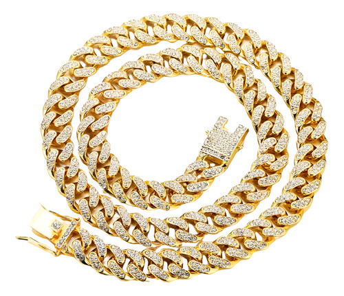 Collar Cadena Cubana Hip Hop Mujer Hombre Miami Oro Plata