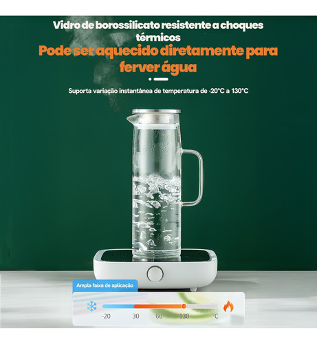 Jarra De Vidro Borossilicato Com Tampa De Inox 1.650ml