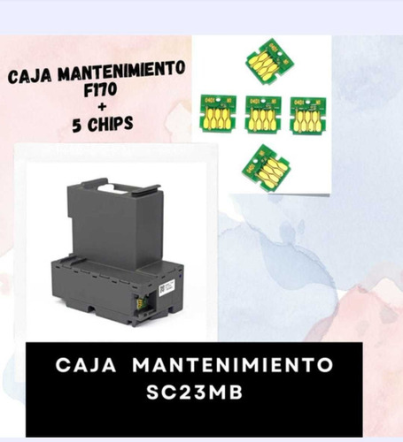 Combo Caja Mantenimiento Sc23mb + 5 Chips Epson F170