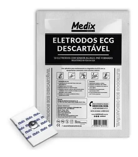 Eletrodo Desc Ecg Adulto P Monit Cardíaca C/ 50 Und Medix