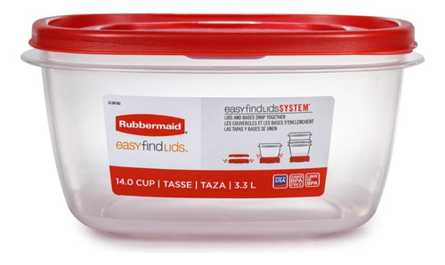 Recipiente Cuadrado Rubbermaid Cup Con Tapa Roja