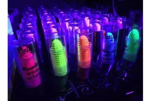 Labiales Fluor Brilla Con Luz Uv X Pack De 4 Unds Cotillon