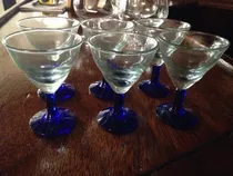 Comprar Juego Copas De Martini Cristal Arte Murano Base Azul Cobalto