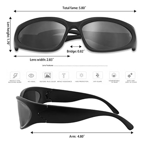 Knliwkm 2 Pares Y2k Gafas De Sol Envolventes Gafas Ovaladas