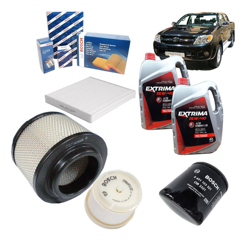 Kit Filtros Bosch Toyota Hilux 2.5 D4d Aceite 15w40 8lts