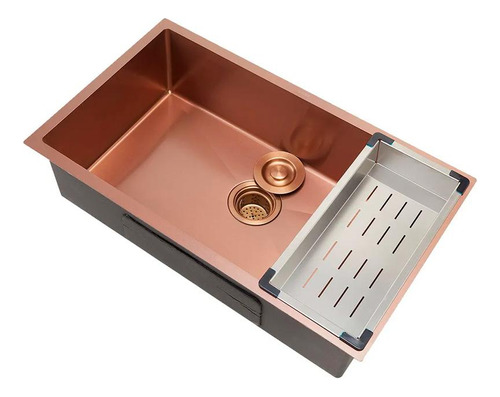 Cuba Cozinha Gourmet Aço Inox Quadrada 69 Cm - Dourado Rose Cor Rose gold