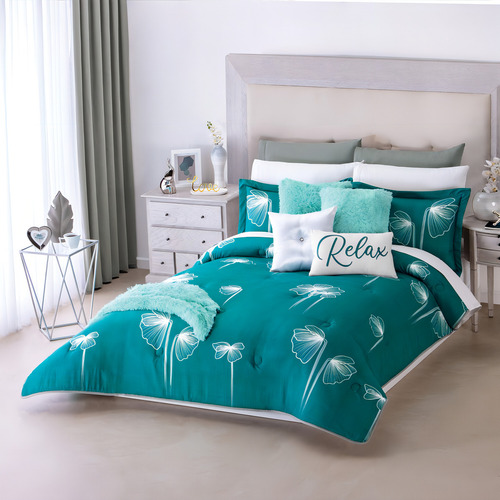 Edredón Lavable C/cojin Suspiro King Size Concord Turquesa
