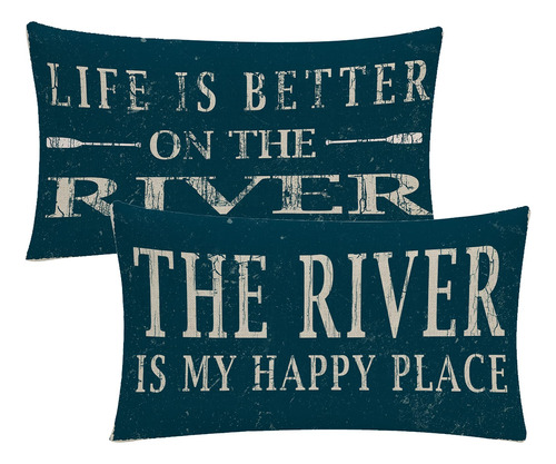 Funda Almohada Lumbar Decorativa The River Is My Happy Place