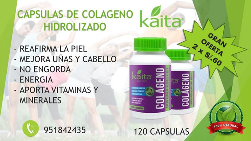 Imagen 7 de 7 de Capsulas De Colágeno Hidrolizado Kaita