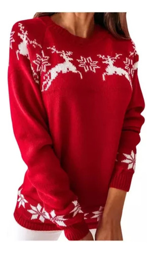 Suéter Con Cuello Puesto O Cómodo Estampado Navideño