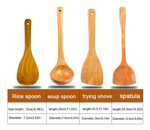 Utensilios De Madera Para Cocinar 4 Utensilios Antiadherente