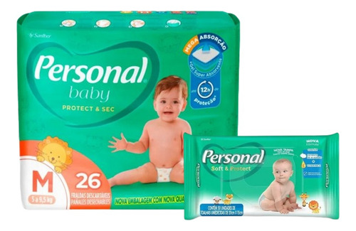 Kit 50 Lenços + Fralda Personal Baby - Tamanho A Gênero Sem gênero Tamanho 50 Lenços e Fralda M