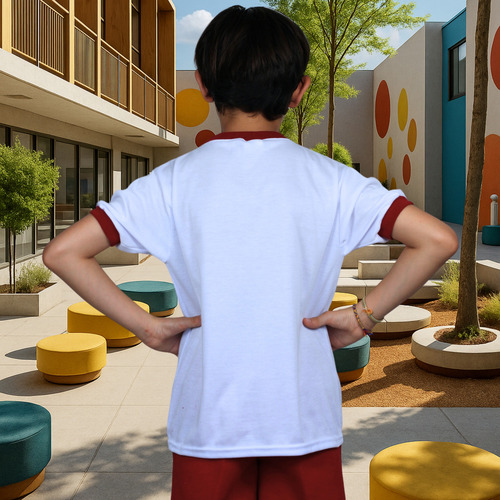 2 Playera Cuello Redondo Uniforme Escolar Camisa Deportiva